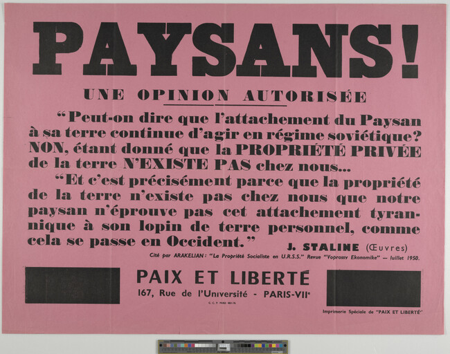 Alternate image #1 of Paysans! Une Opinion Autorisée (Countrymen!  An Authorized Opinion)