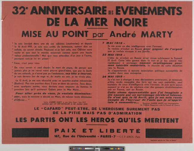 Alternate image #1 of 32e[superscript] Anniversaire des Événements... (32nd Anniversary of Events...)