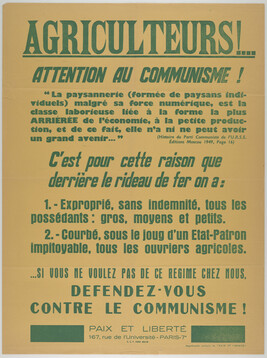 Agriculteurs!... Attention au Communisme! (Farmers!  Beware of Communism)