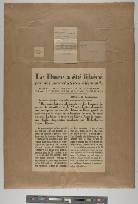 Alternate image #2 of Le Duce a été liberé par des parachutistes allemands (notice) (The Duce was liberated by german paratroopers)