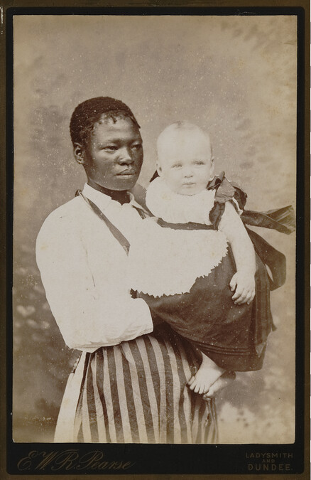 Possibly a Zulu Nurse holding a White Baby