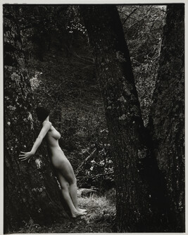 Standing nude leaning back on tree (Jytte Svendson)