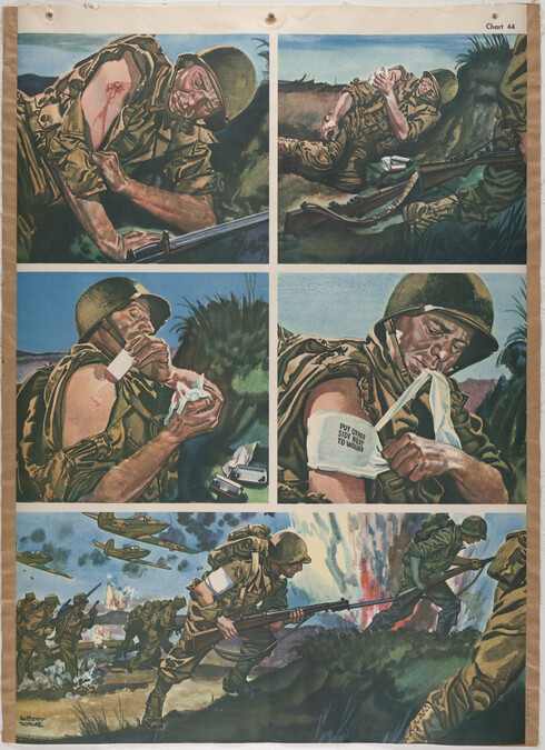 Untitled (soldier binding Wound in Arm and Resuming Combat)
