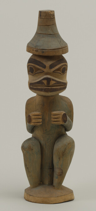 Carved Frog-Man Figure Wearing a Clan Hat