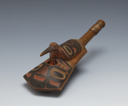 Rattle in the Shape of a Tináa (Copper Shield), with a Bird Figure