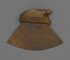 Ulu blade with carved bone handle. blade badly rusted
