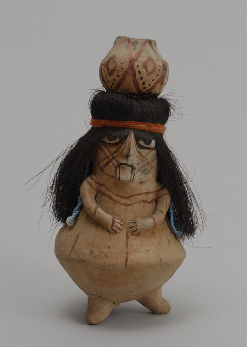 Clay Figure with Hair, Carrying a Pot on Her Head