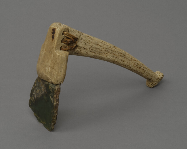 Adze with stone blade and bone head and handle