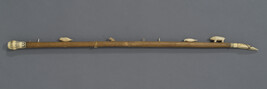 Model Harpoon with Carved Ivory Seals, Walrus and Bear along Shaft and Incised Lines Decorating the Butt...