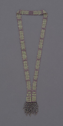 Woven Beaded Necklace with Chinese Characters Good Fortune and Double Happiness