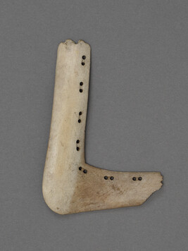 Flat Bone at Right Angle Lined With Sets of Two Holes
