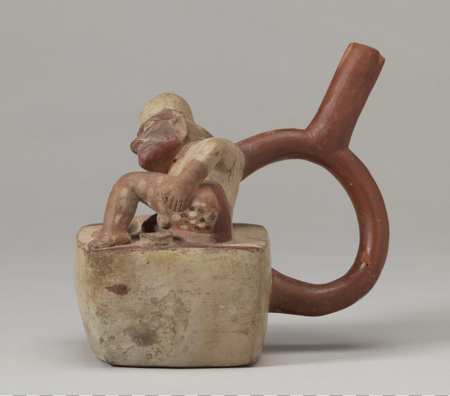 Stirrup-spout Vessel in the form of a Man Applying Treatment to a Rash on his Posterior