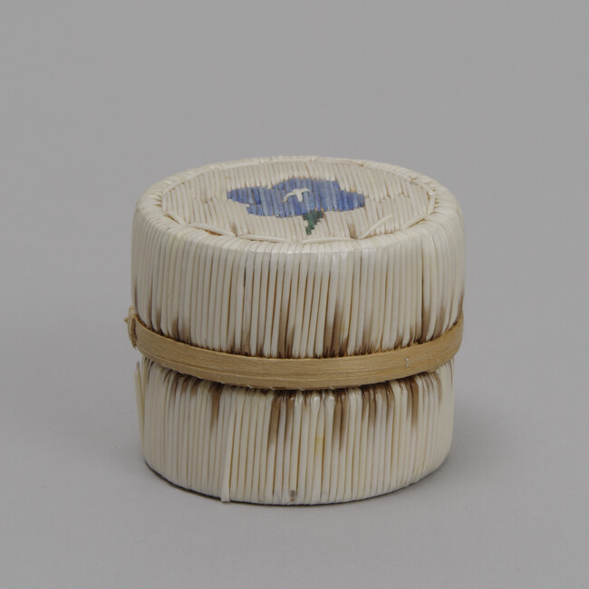 Round Birch Bark and Quill Box with a Cover