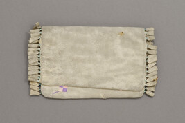 White Leather and Porcupine Quill Pouch