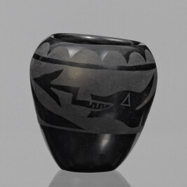 Burnished Black Jar with Avanyu / Water Serpent Design