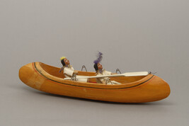 Model of Two Wendat Men in a Canoe
