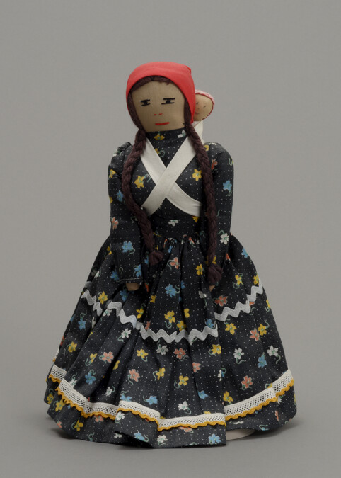 Doll representing a Cherokee Woman Carrying her Baby in a Cradleboard