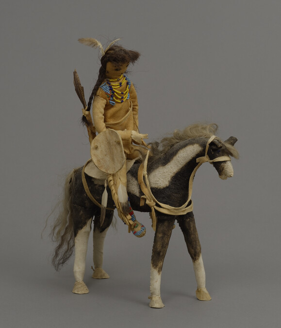 Doll representing a Shoshone Warrior and Horse