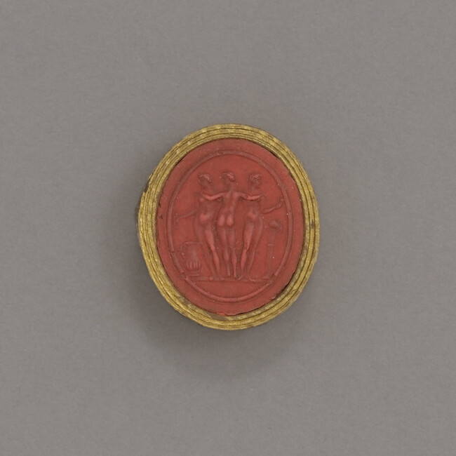 Sealing Wax Impression of a Cameo or Intaglio (Graces)