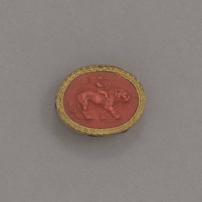 Sealing Wax Impression of a Cameo or Intaglio (Cupid on Lion)