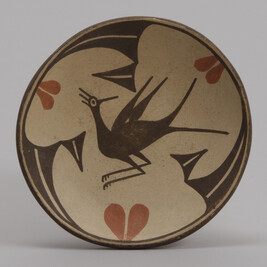 Small Plate, Black and Red Bird Design on White