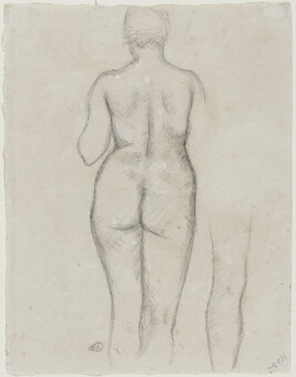 Rear View of a Standing Nude Woman and a  Sketch of a leg (obverse); Nude Woman (reverse)