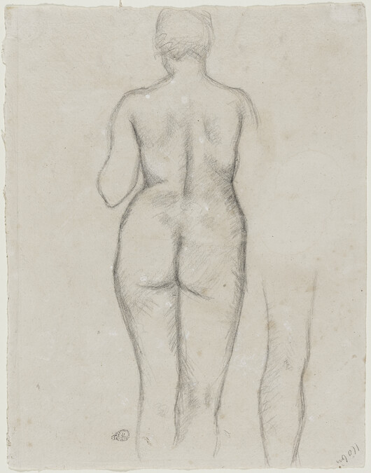 Rear View of a Standing Nude Woman and a  Sketch of a leg (obverse); Nude Woman (reverse)