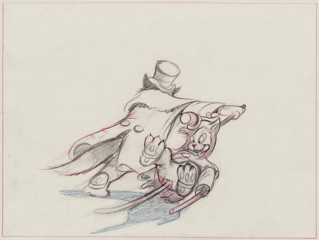 J. Worthington Foulfellow and Gideon (preliminary drawing for Pinocchio)