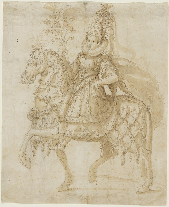 Woman in Costume on Caparisoned Horse