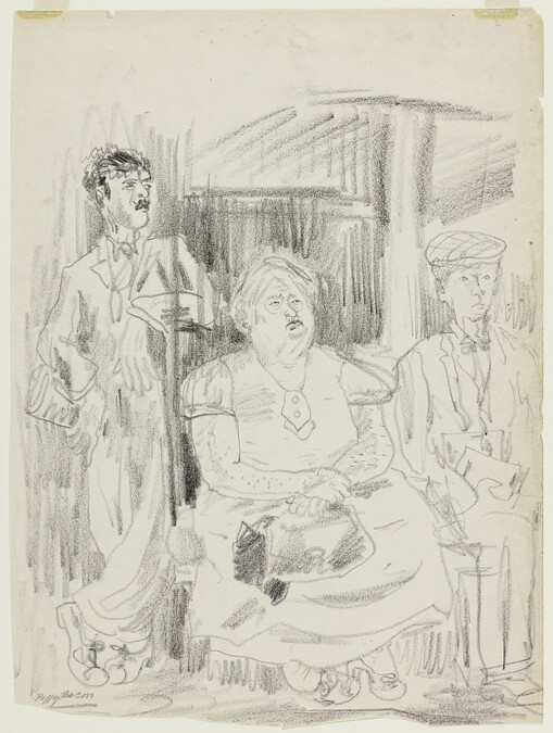 Seated Woman Flanked by Two Men (A Mother and her Two Sons)