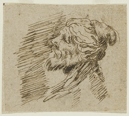 Head of Man with Hat in Profile