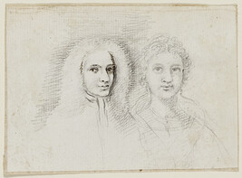 Head and Shoulders of Woman and Man in Wig