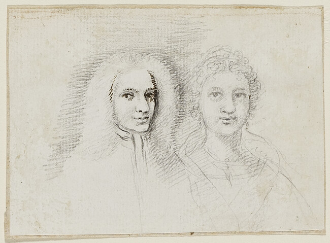 Head and Shoulders of Woman and Man in Wig