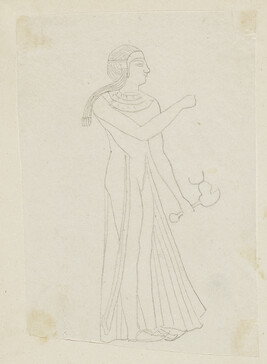 Standing Female with Transparent Robe: Bas-relief from Hypogeum Caves, Thebes (tracing of an engraving)