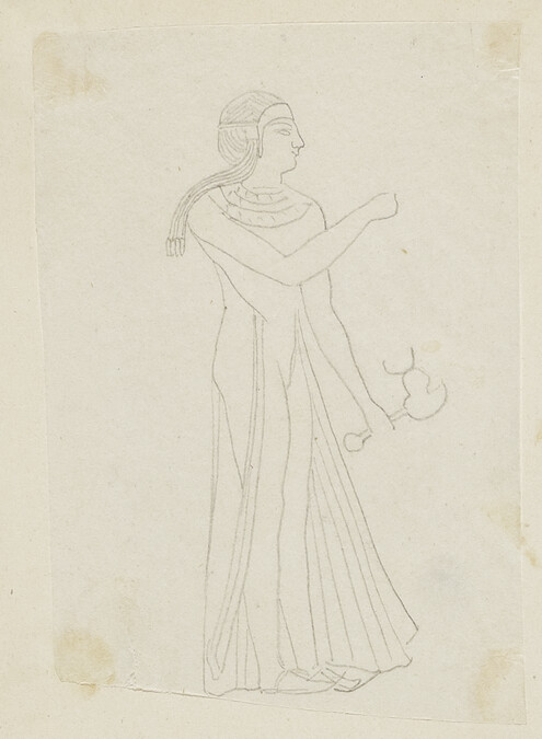 Standing Female with Transparent Robe: Bas-relief from Hypogeum Caves, Thebes (tracing of an engraving)