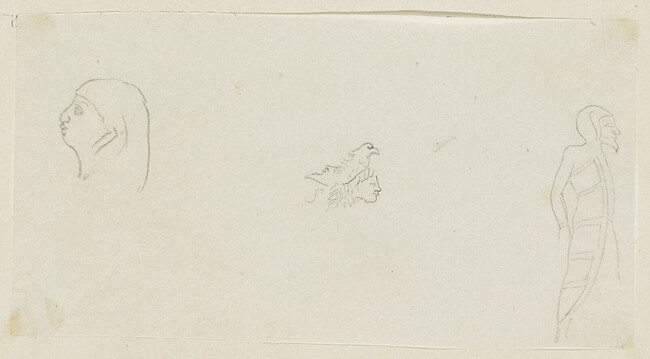 Two Small Heads and a Figure in Profile (tracing of an engraving)