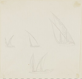 Four Sailboats from Landscape View of the Pyramids at Saggarah (tracing of an engraving)
