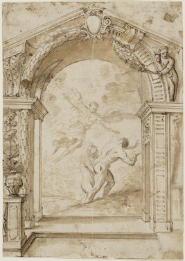 Decorative Cartouche with Expulsion of Adam and Eve