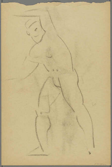 Untitled, Standing Male Nude Leaning Left (obverse); Untitled, Woman with Pole (reverse)