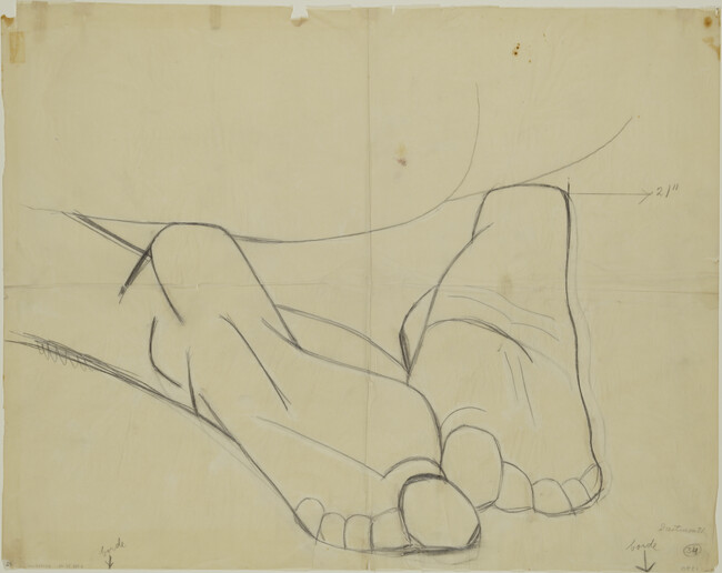 Study of Feet for Cortez and the Cross (Panel 11) for The Epic of American Civilization