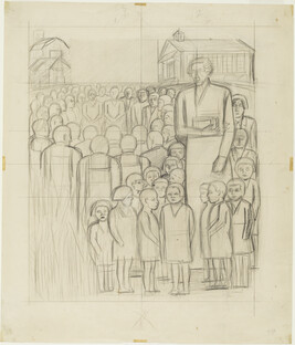 Study for Anglo-America plus sketch on reverse (Panel 13) for The Epic of American Civilization