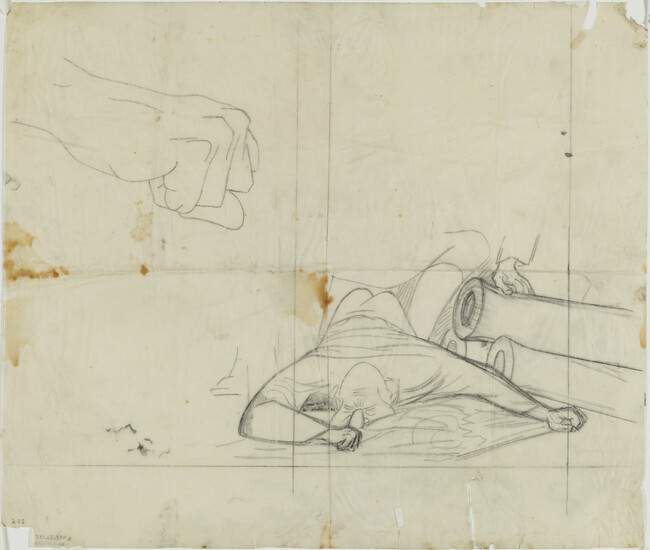 Study of lower right figure for Hispano-America (Panel 14) for The Epic of American Civilization