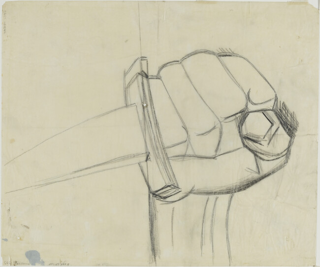 Study of hand for Hispano-America (Panel 14) for The Epic of American Civilization