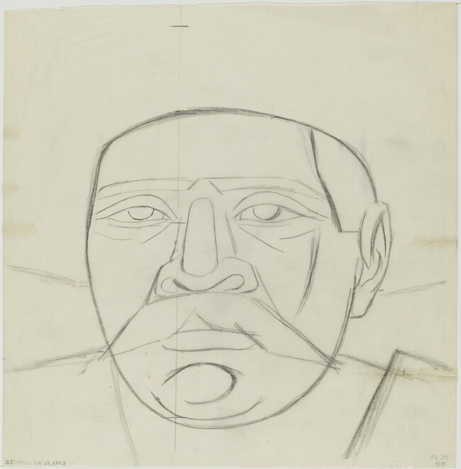 Study of Man's Head with Mustache for Hispano-America (Panel 14) for The Epic of American Civilization