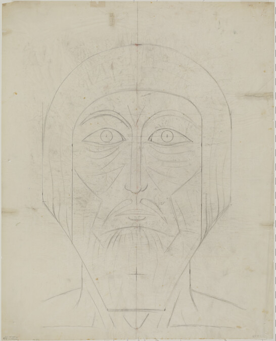 Transfer drawing of Head for Modern Migration of Spirit (Panel 18) for The Epic of American Civilization