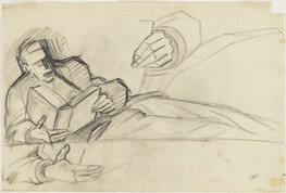 Figure study for Modern Industrial Man (central panel, 2 of 3, Panel 20) for The Epic of American...