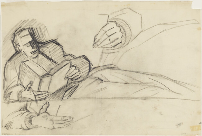 Figure study for Modern Industrial Man (central panel, 2 of 3, Panel 20) for The Epic of American Civilization