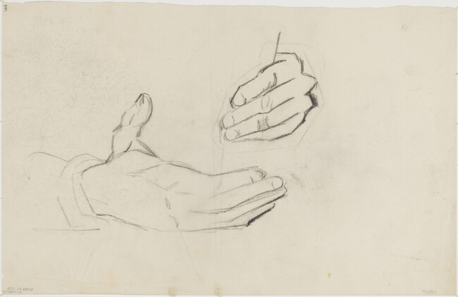 Study of Hand for Modern Industrial Man (central panel, 2 of 3, Panel 20) for The Epic of American Civilization