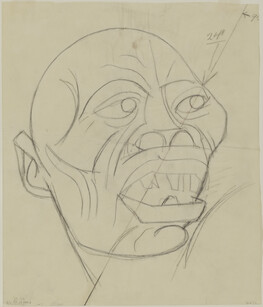 Transfer drawing of Head with Open Jaw for The Departure of Quetzalcoatl (Panel 7) for The Epic of...