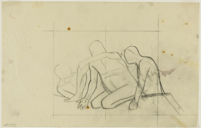 Study of Three Figures for The Departure of Quetzalcoatl (Panel 7) for The Epic of American Civilization